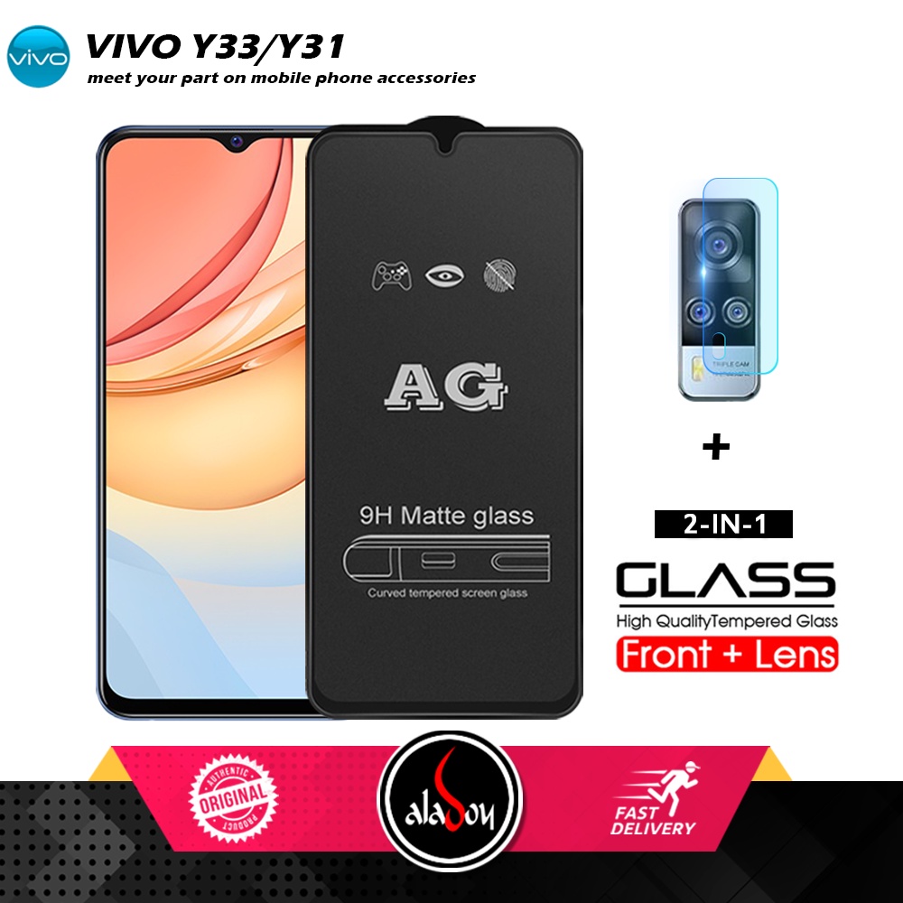 Vivo Y33/Y31 PAKET 2IN1 Tempered Glass Matte Anti Glare Full Layar dan Tempered Glass Kamera