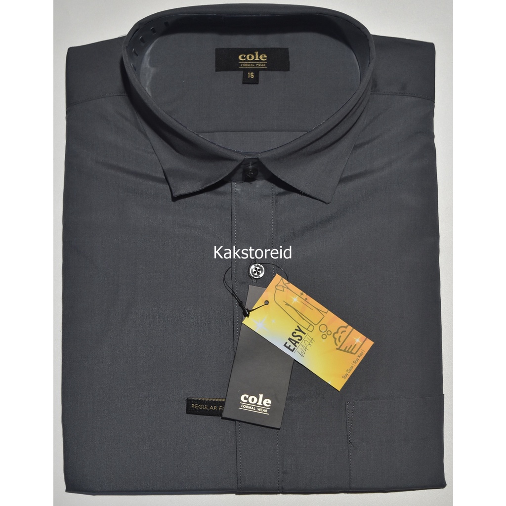 Kemeja Pria Formal Lengan Pendek COLE Abu Polos Reguler DPS 379 #kemejamurah