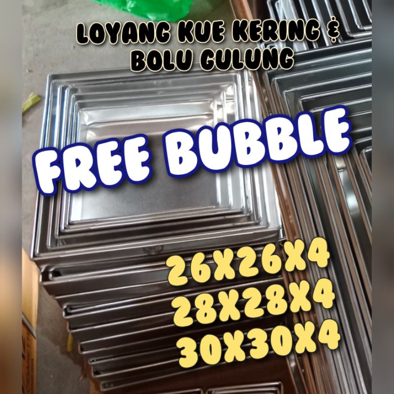 LOYANG BRONIS KUE KERING 28x28x4 26x26x4 30x30x4 LOYANG BOLU GULUNG ALUMINIUM ASLI REQUEST 28X28X4