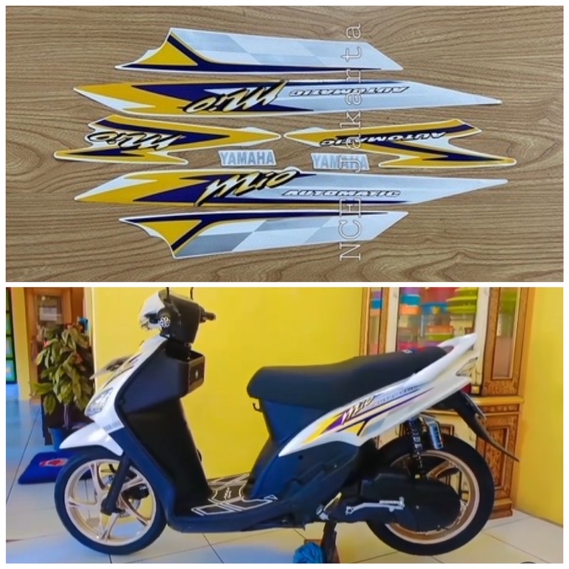 STIKER STRIPING MIO 2003 PUTIH LIS KUNING