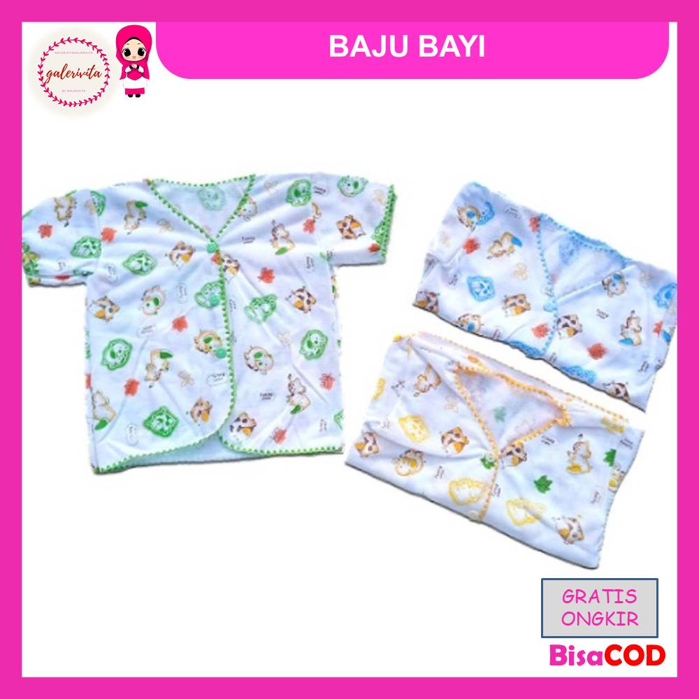Baju Bayi Newborn Lengan Pendek / Baju Anak Bayi Laki Perempuan Tara Baby Bahan Katun