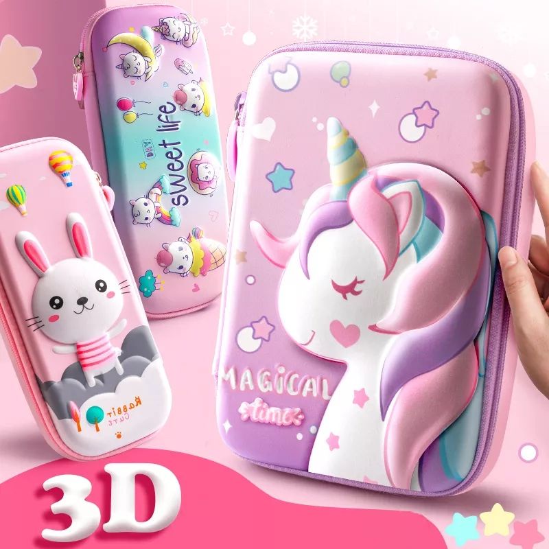 

ITBEL - 3D Tempat Pensil Kotak Anak Kotak Pensil 3D Timbul Motif Kartun Lucu Koker Alat Tulis Sekolah Karakter Tempat Pulpen Resleting Import