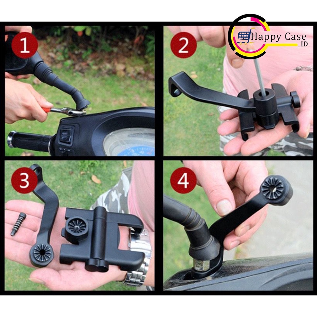 Holder Hp Motor Full Besi aluminium di Spion Motor Universal  HC2632