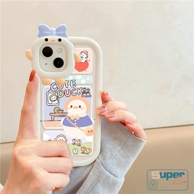 Soft Case Motif Kartun Bebek 3D Untuk iPhone 11 14 12 13 Pro MAX 6 6s 7 8 14 Plus XR X XS MAX SE 2020