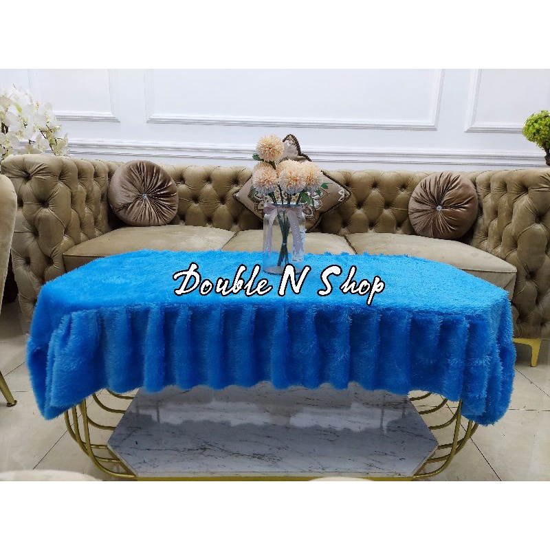 Taplak Bulu Rumbai Taplak Meja Rumbai uk 120 x 50 tinggi Rumbai 18 cm