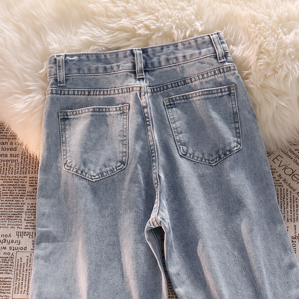 New Krem/Biru muda high waist murah celana jeans panjang wanita