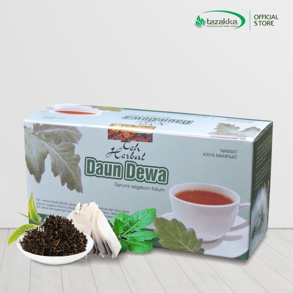 

Teh Daun Dewa Tazakka Minuman Herbal Celup Isi 20 Kantong Sachet Box Herbs Tea Stroke Struk Kesehatan Jantung Sakit Ginjal Rematik Rheumatik Diabetes Hioertensi Tekanan Darah Tinggi Herpes