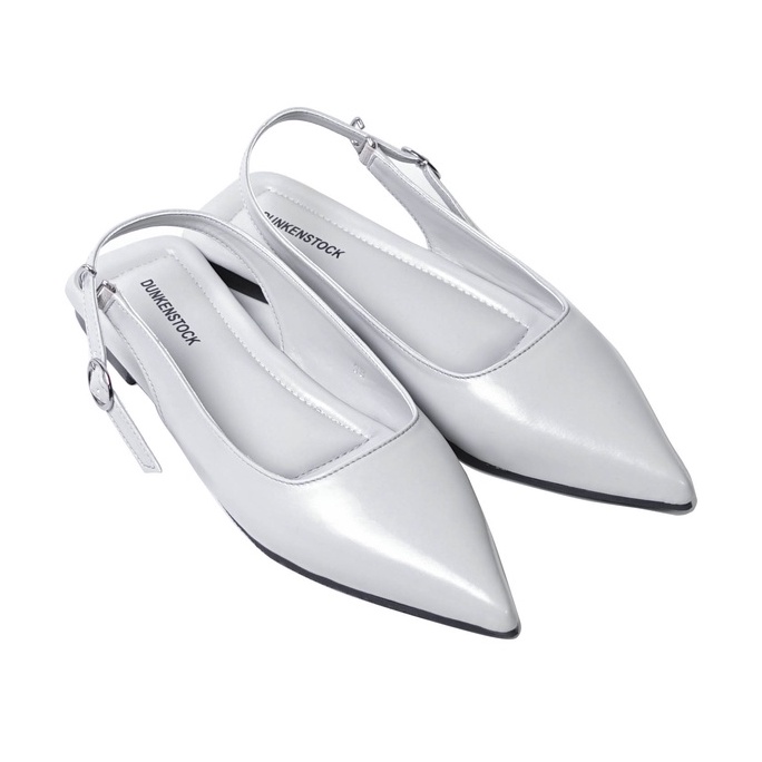 BELLEZA MALL - Slingback Flat Shoes Dunkenstock MIKHA Grey | sepatu flats kerja kantoran wanita kekinian hak rendah 1cm warna abu-abu | mules flatshoes pergi formal shoe cewek / perempuan executive mika abu beleza shoes official terbaru