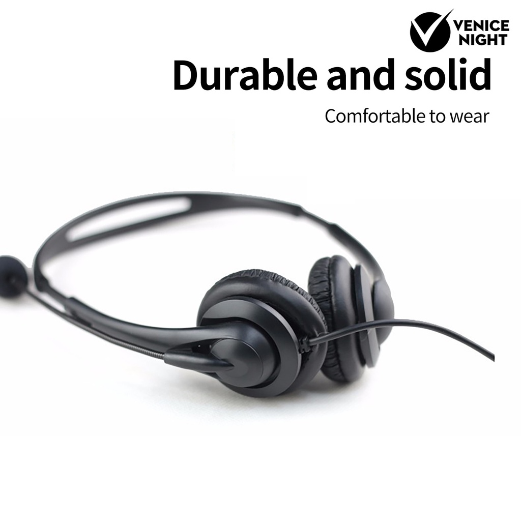 (VNEP) (Berkabel) Business Headset HD-kompatibel dengan Sound Effect Noise Cancelling Headphone Call Center 3.5mm Bernapas dengan Mikrofon untuk Kantor Pengemudi Truk