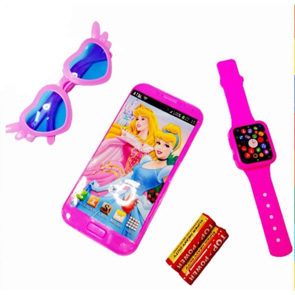 MAINAN ANAK HP+JAM+KACAMATA/MAINAN HANDPONE ANAK BISA PAKAI COWOK DAN CEWEK KARAKTER SPIDERMAN