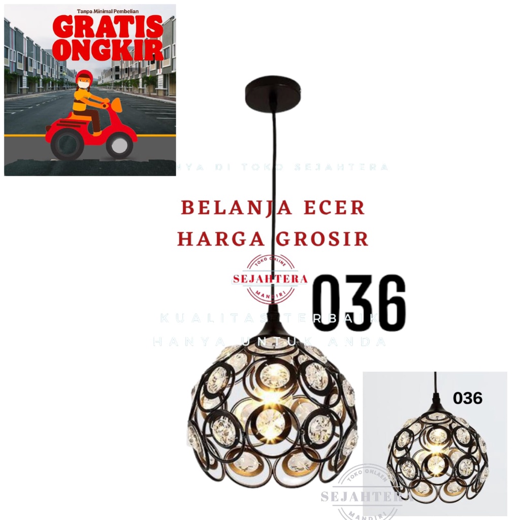 Lampu hias gantung kristal flafon minimalis