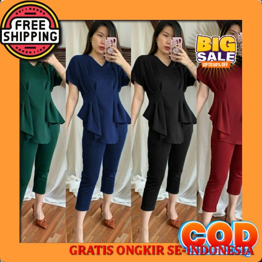 Ramdan Official - Milly Milo Setelan Tunik Dan Celana One Set Kekinian Matt Rayon Crinkle Premium Im