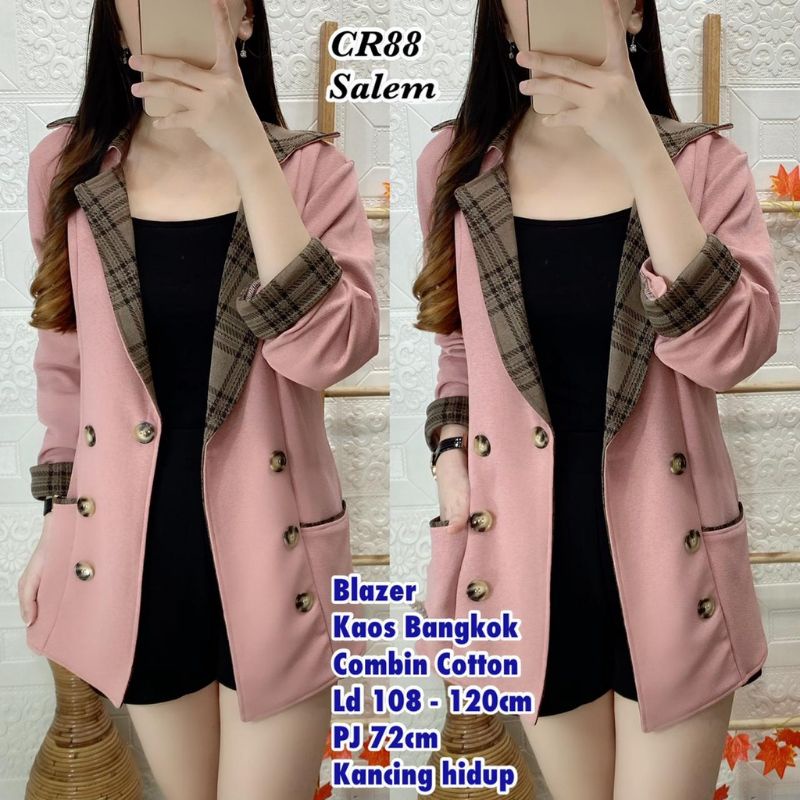 BISA COD ROSSE BLAZER COTTON BANGKOK CR135 IMPORT /BLAZER KOMBINASI KOTAK CANTIK
