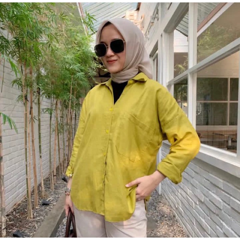 KEMEJA LINEN WANITA OVERSIZE