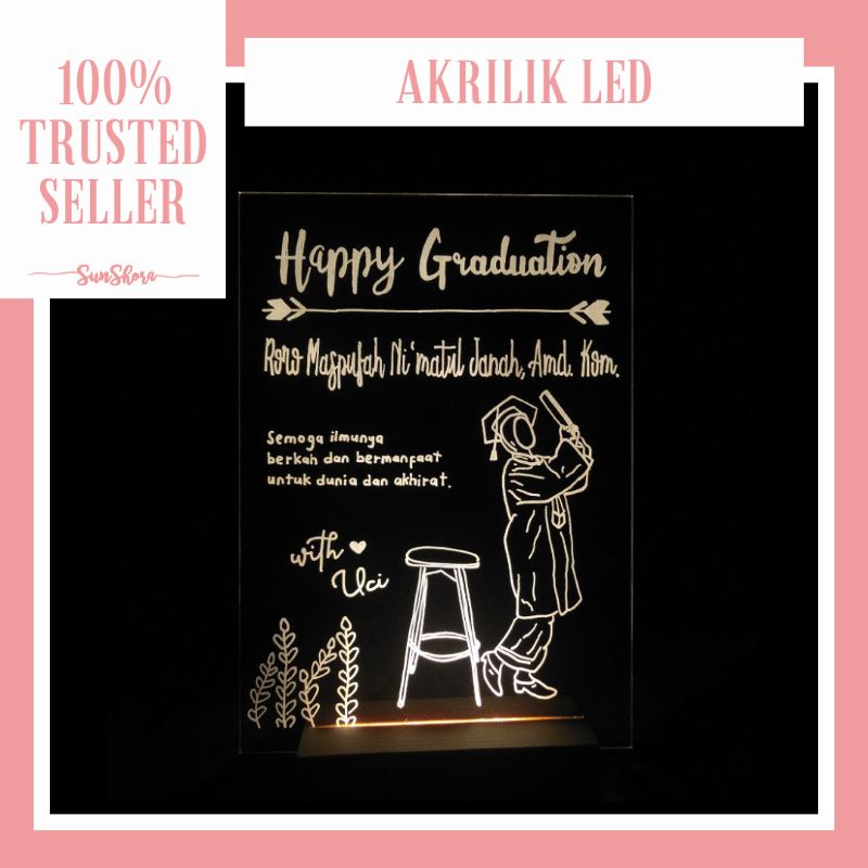 Akrilik LED || Bisa Custom Foto || by Keranjang Gift