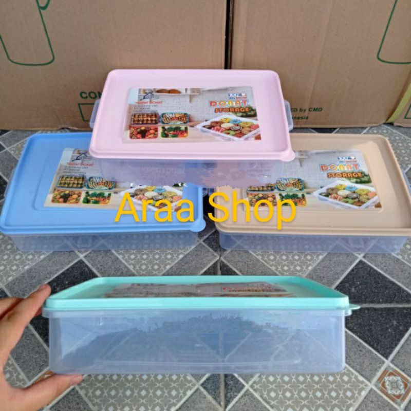 ALEXISH Kotak Tempat Donat Box Segi Serbaguna Seal Pack Wadah Tempat Penyimpanan Makanan Kue Sosis B