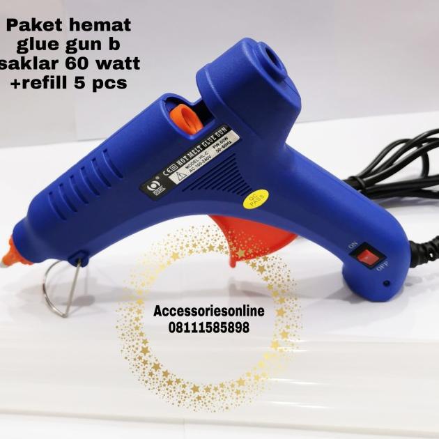 

PROMOO!!! Glue Gun Besar Saklar + Refil 5 Pcs lem tembak besar 30cm
