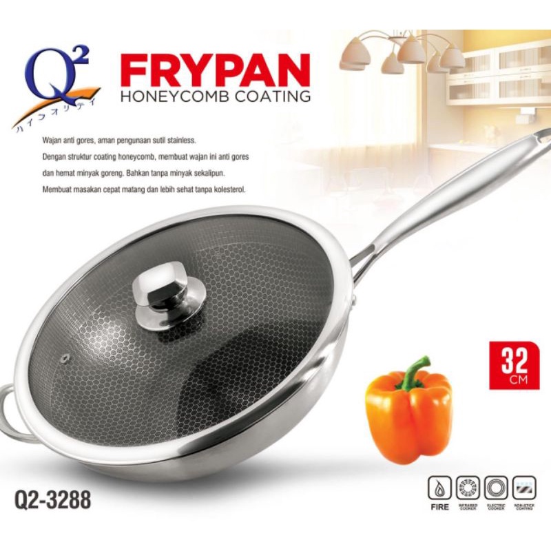 Panci Wajan Frypan honeycomb wok 32cm