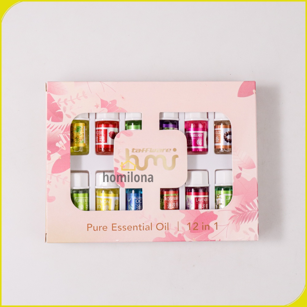 Pure Aroma Essential Fragrance Oil Minyak Aromatherapy Paket 6 8 atau 12 Botol Taffware HUMI