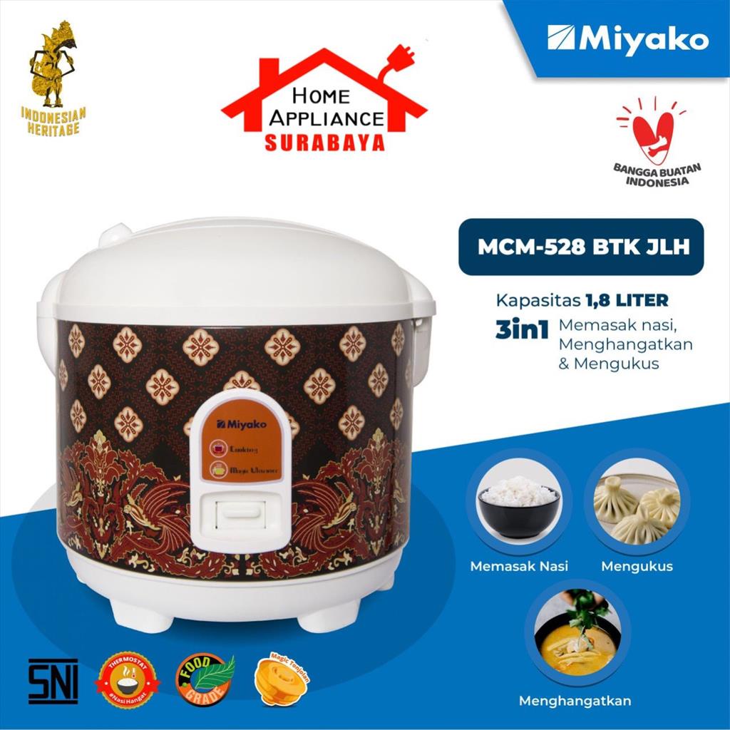 Rice Cooker Magic Com Warmer Miyako MCM 528 Motif BATIK BTK JLH Kapasitas 1.8 Liter