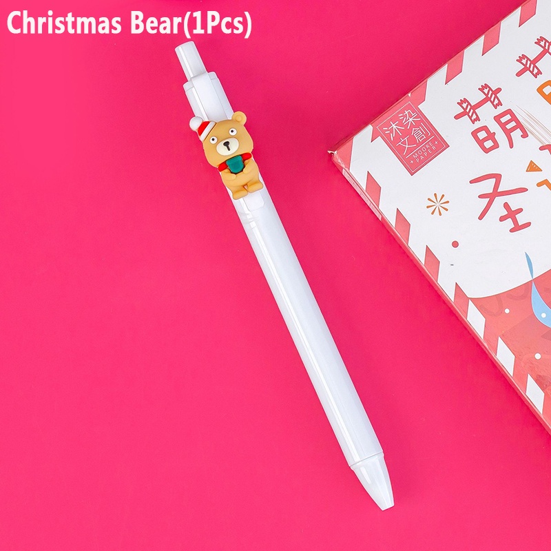 Pulpen Tinta Netral Dengan Hiasan Sinterklasrusasnowman Tema Natal Untuk Sekolah