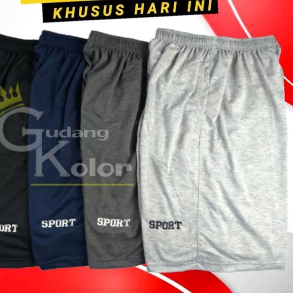 Celana Pendek Pria Big Size Polos Santai Kaos 7/8 Jumbo - Hitam