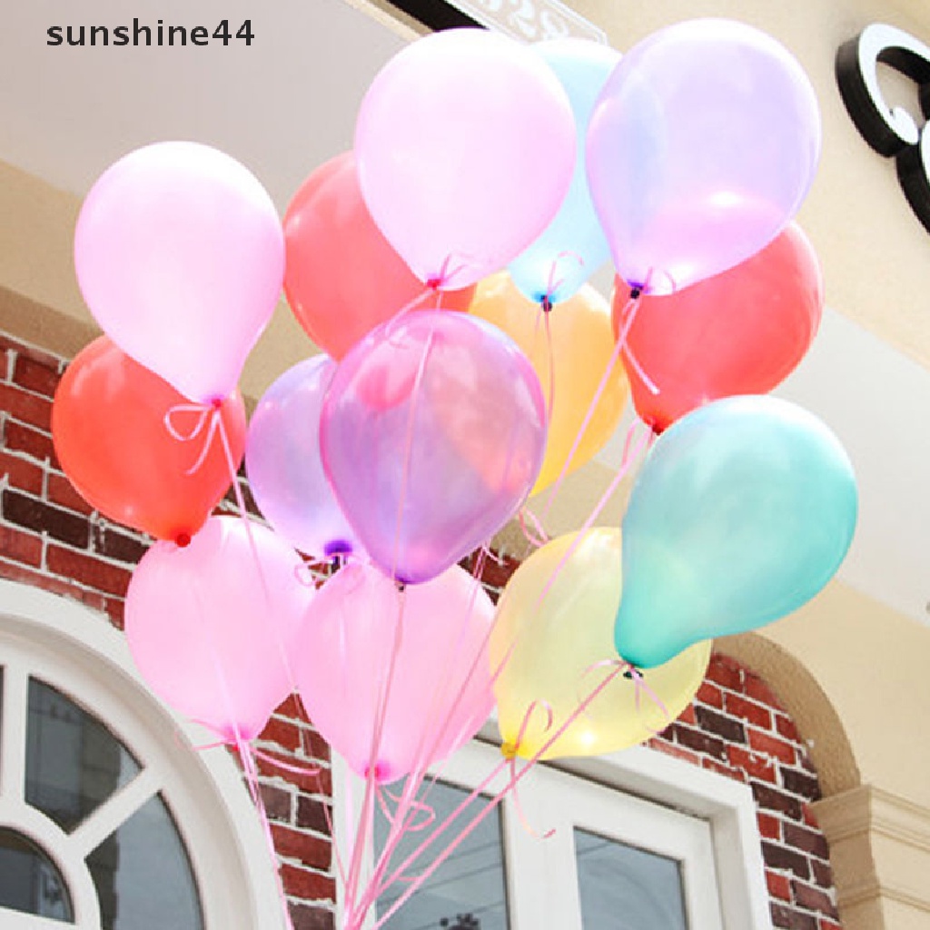 Sunshine 100pcs Balon LATEX Polos 10 &quot;Untuk Dekorasi Pesta Pernikahan / Ulang Tahun