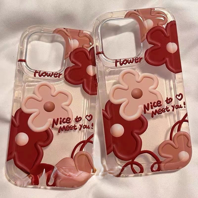 Case Desain Lukisan Minyak Bunga Warna Merah Wine Untuk IPhone 12 13 14 11 Pro Max X Xs Max Xr Gffd