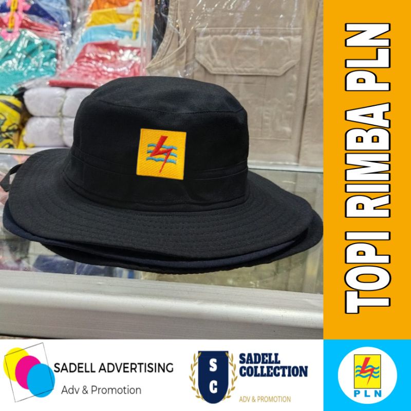 Topi Rimba PLN Topi PLN Hitam Bordir