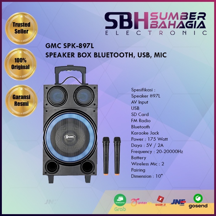 GMC SPK-897L SPEAKER BOX BLUETOOTH, USB, MIC (NEW)