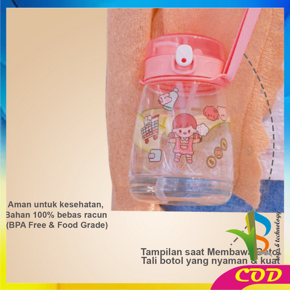 RB-C303 Botol Minum 1300ML BPA FREE Kartun Lucu / Botol Minum Karakter Sedotan / Botol Air Minum 1.3 Liter Food Grade