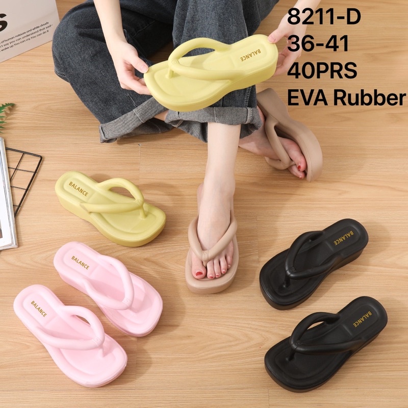 SANDAL WEDGES JEPIT BANGKOK WANITA IMPORT KARET EVA RUBBER BALANCE 8211