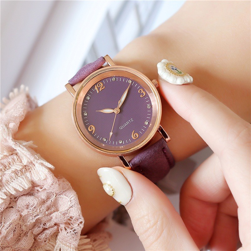HBS 130 Jam Tangan Casual Wanita Analog Kecil Dial Bulat Dengan Strap Pu Leather Korean Fashion