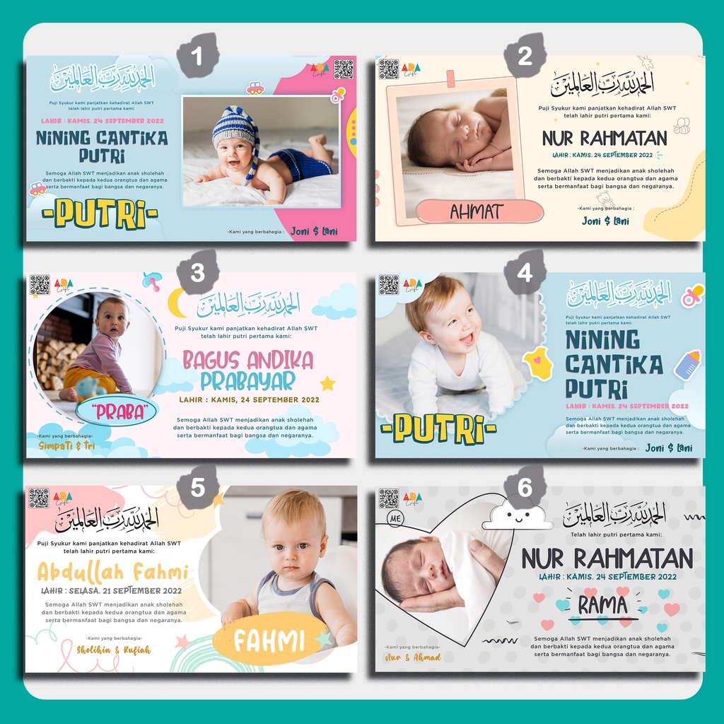 artu Ucapan kelahiran Bayi | Baby Gift | Newborn Card