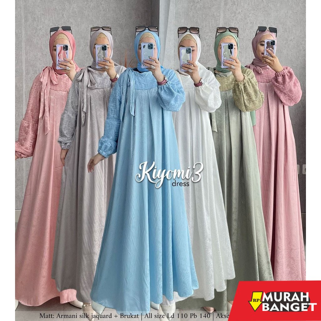 model gamis kombinasi polos terbaru 2022 Zahira1808 Kiyomi 3 Armani Silk Jaguar Mix Brukat Gamis Muslim Syari Ibu Busui Dress Hijab Ori Best Seller