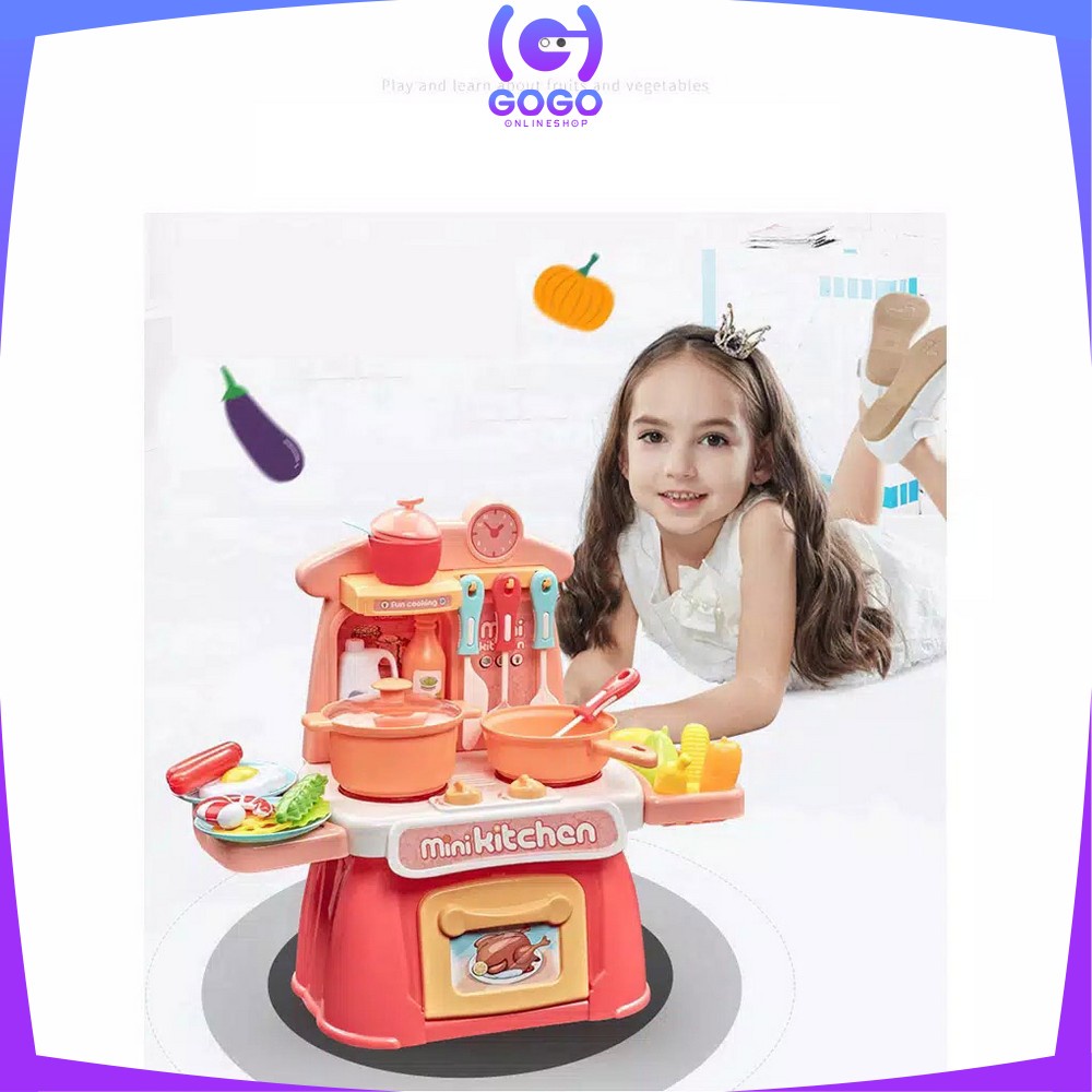 GOGO-M26 Mainan Mini Electronic Kitchen Set Isi 26PCS Mainan Anak Perempuan Masak Masakan Dapur 888-19