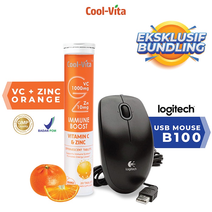 Mouse Coolvita Immune Boost Bundling NonWireless (Logitech) B100 M1Z5 Best Seller Mouse Laptop Sale 