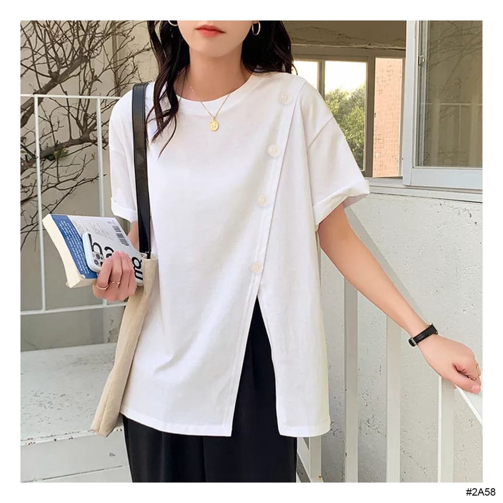 (COD) OH Fashion Kaos Sabita Korean T-shirt Kancing All Size #2A58