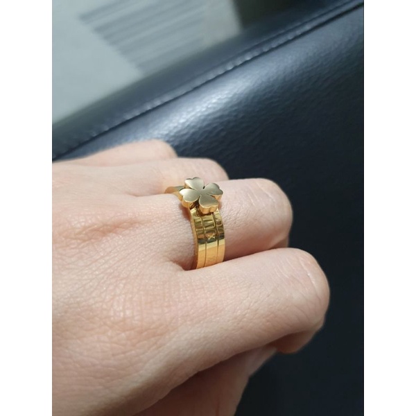 Cincin Titanium Asli gold Branded branded band kilau Premium Quality anti karat anti alergi stainless steel 1