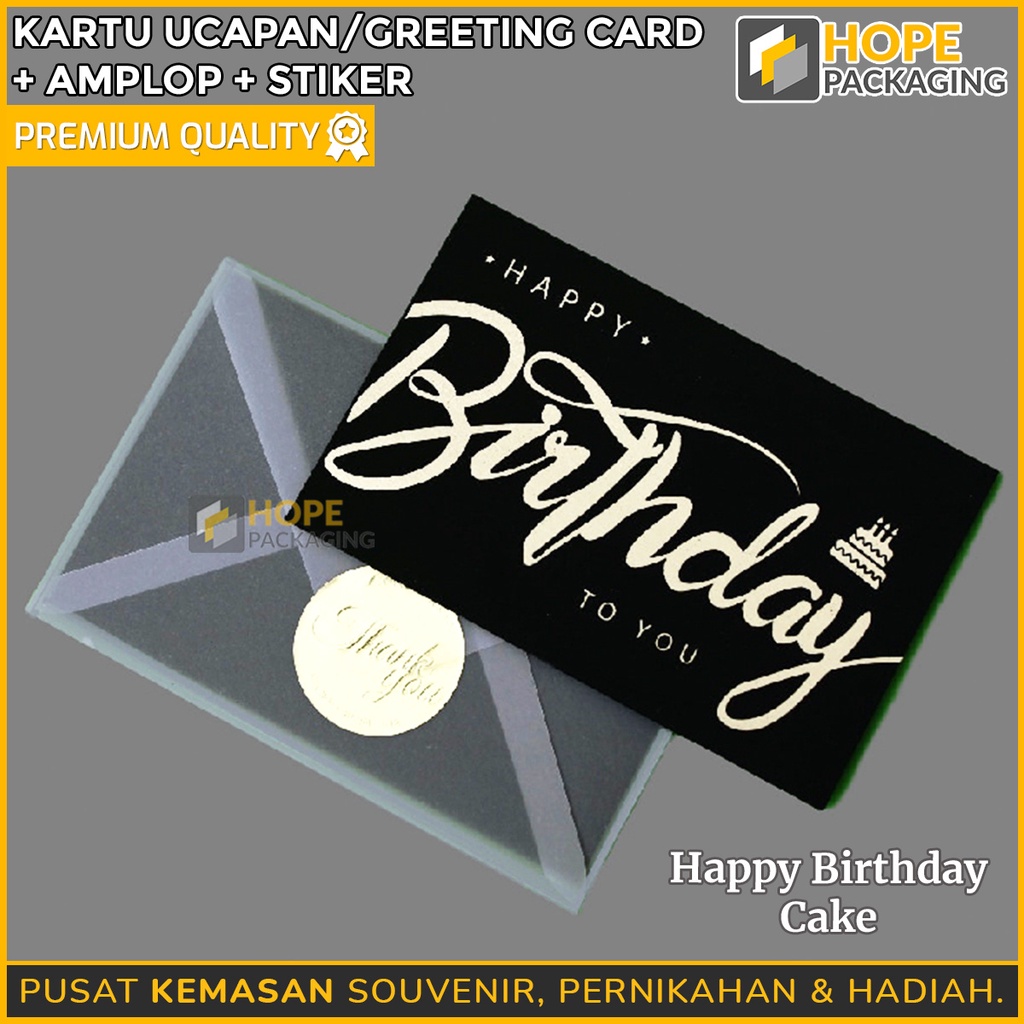 Kartu Ucapan Hitam / Greeting Card + Amplop + Stiker