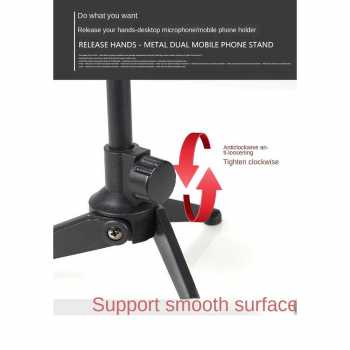 GS7i Dawndesslo Stand Mikrofon Desktop Microphone Holder Adjustable Height L4 Hitam Ori-YA