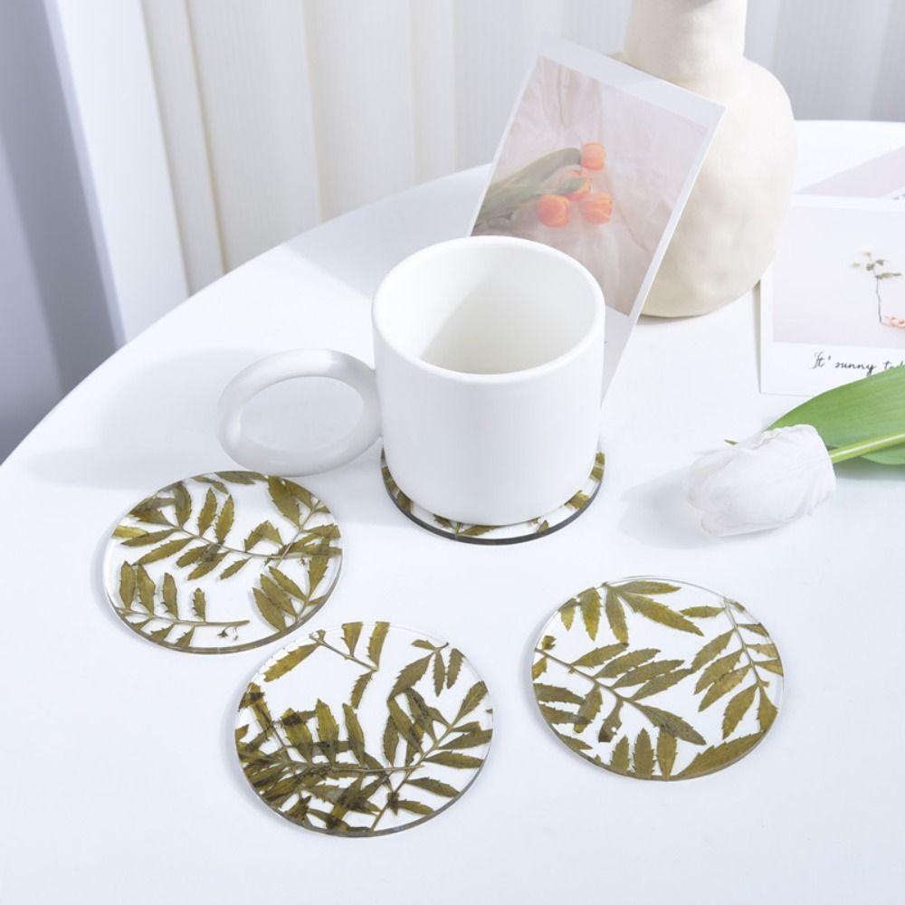 【 ELEGANT 】 Cup Coaster 1pcs Tatakan Gelas Handmade Akrilik Kreatif Tanaman Tebal