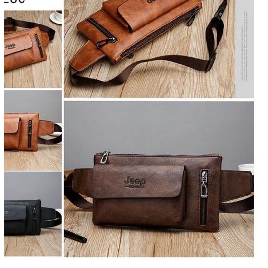 TG08 Tas Pinggang Selempang Pria Original Jeep Buluo Import - khaki