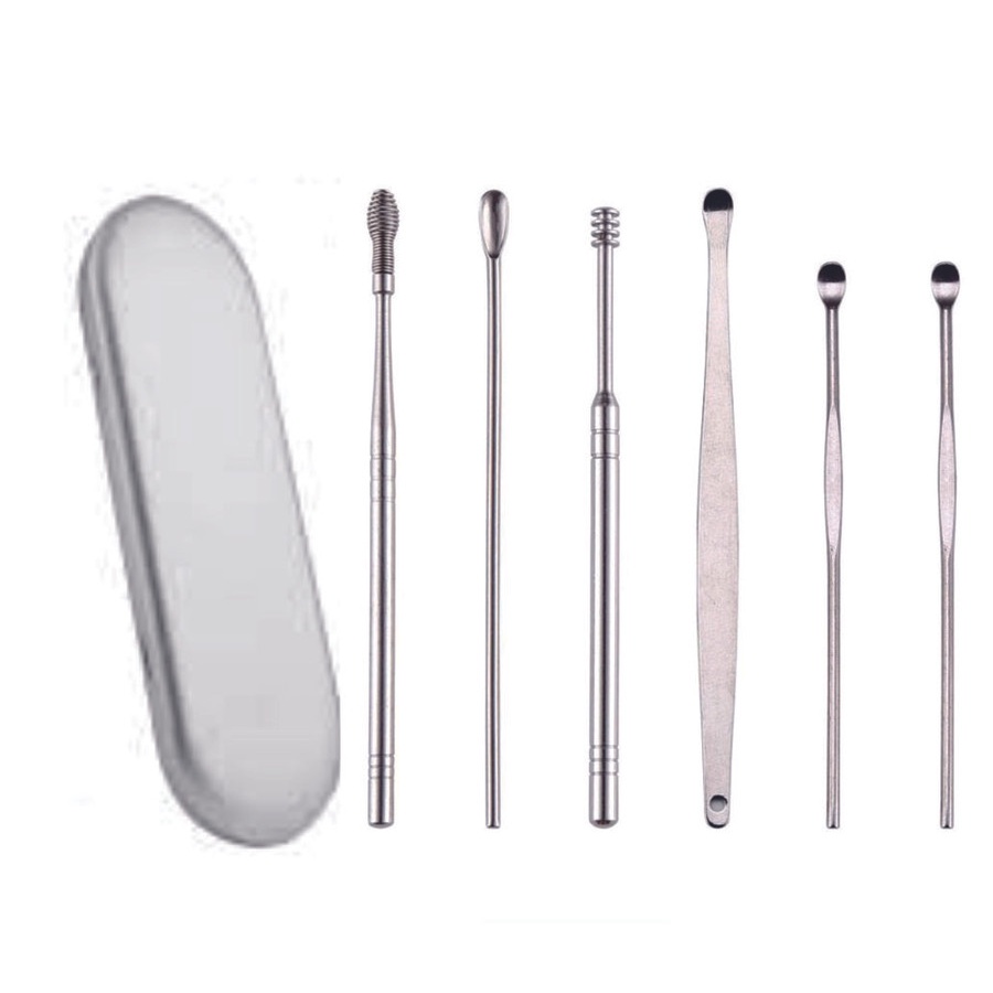 Alat Pembersih Telinga Korek Kuping Ear Wax Picker 1 Set 6 PCS Stainless Steel