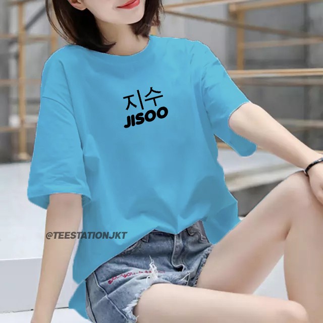 KPOP JISOO KOREAN BLACKPINK KAOS T-SHIRT FASHION WANITA CEWEK KATUN JUMBO