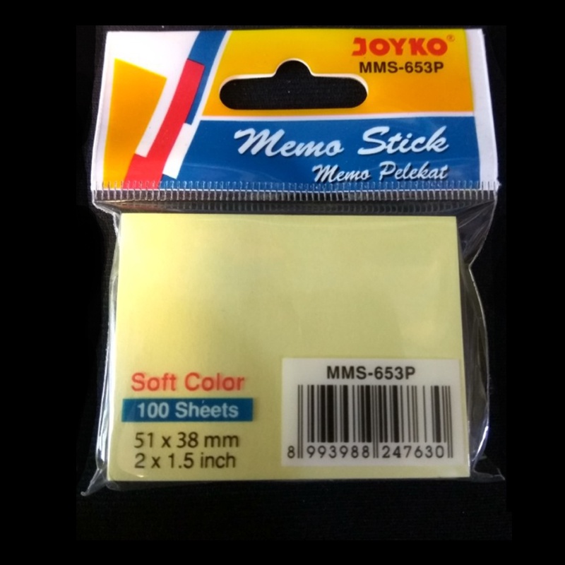 (NCS) Memo Stick JOYKO Sticky Notes MMS-653P 51x38 mm Kertas Note dengan Pelekat 1 Pack 100 Sheets MMS 653P (PAK)