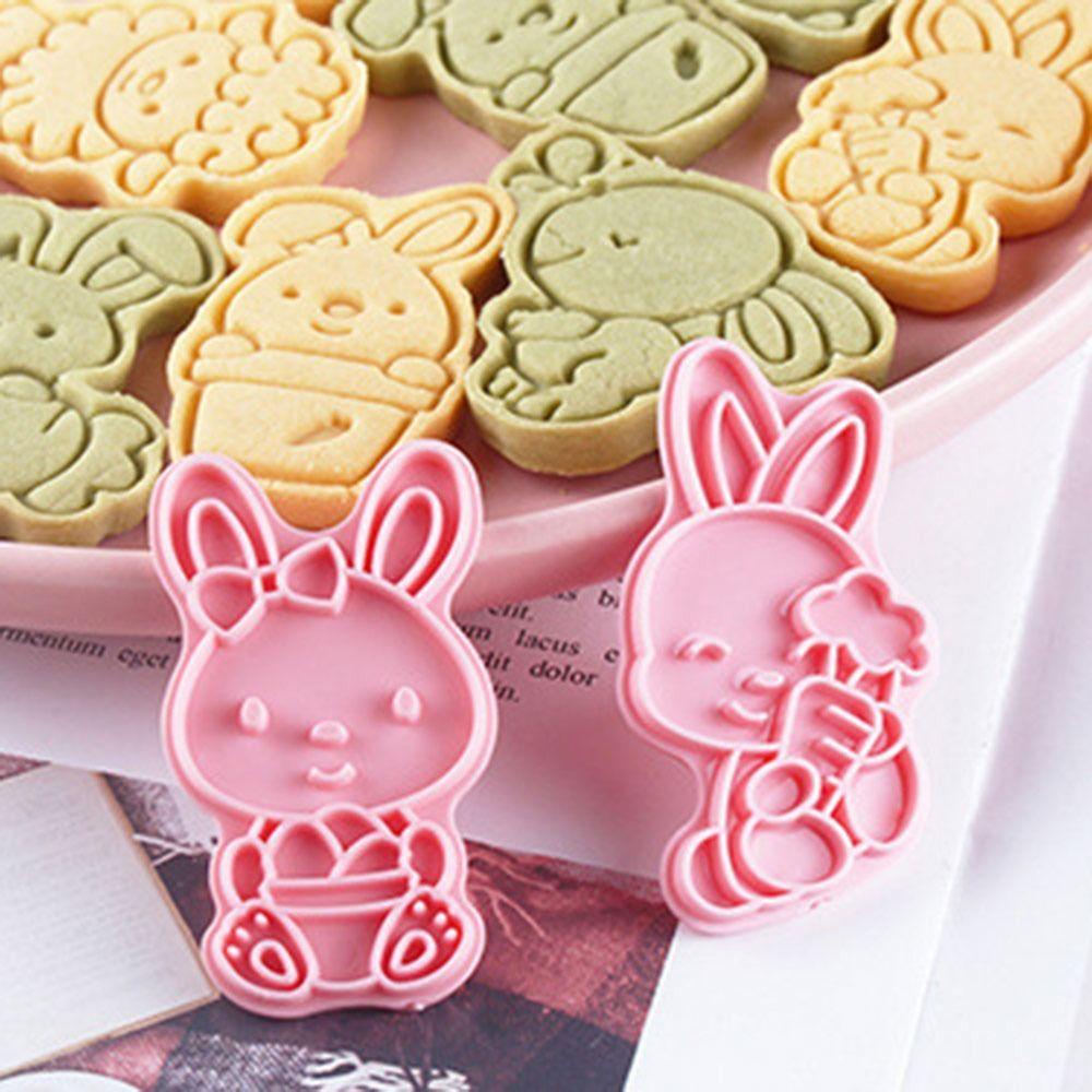 Preva 8pcs/set 3D Easter Rabbit Alat Kue Pastry Dekorasi Plastik Cookie Cutter