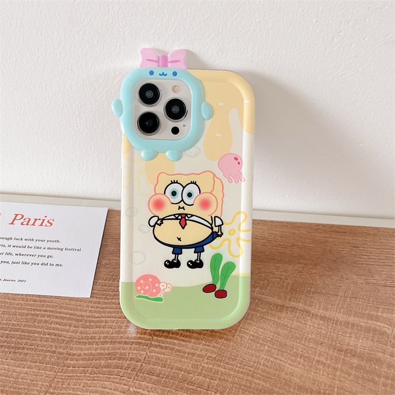 Soft Case Silikon Motif SpongeBob Untuk iPhone 14 13 12 11 Pro Max X Xr Xs Max 7 8 6 6s Plus SE 2020