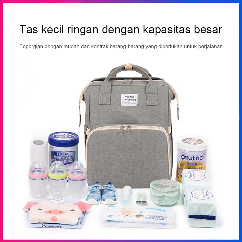 Tas Ransel Perlengkapan Bayi/Ranjang Lipat Diaper Bag / Baby Backpack - Wj