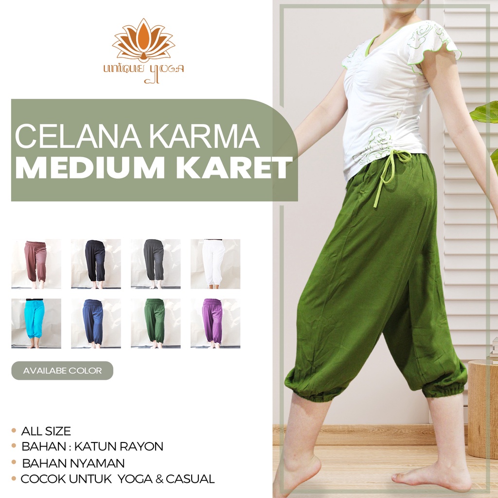 Celana Yoga Wanita / Karma Medium Pants Karet / Harem Yoga Pants Medium Karet/ Celana Senam Wanita